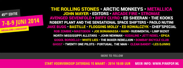 Arctic Monkeys, Rolling Stones, Biffy Clyro added to PinkPop 2014 Gigwise